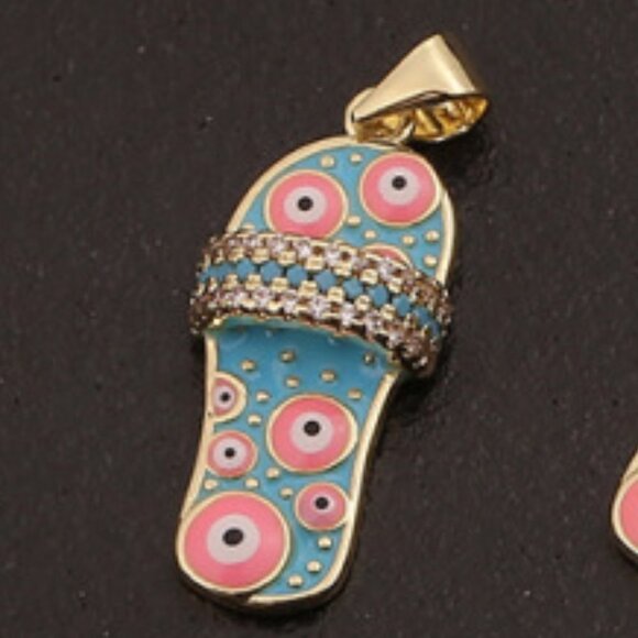 Evil Eye Slipper Pendant Necklace - Picture 3 of 4